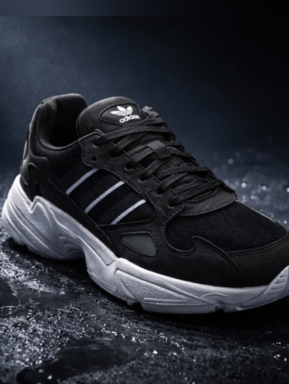 NIB Adidas Falcon Women's 7.5 Core Black White Chunky Retro Sneakers IG8301 - Picture 5 of 16